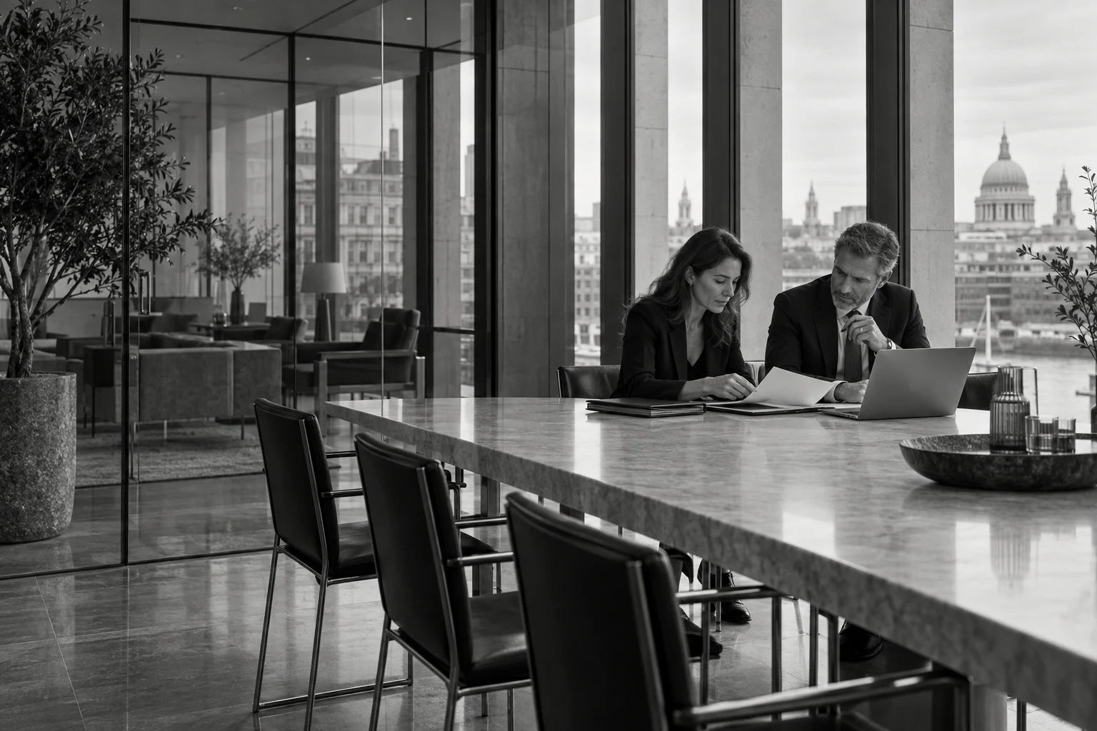Professionals working together in a bright office